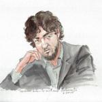 A courtroom sketch of Dzhokhar Tsarnaev.