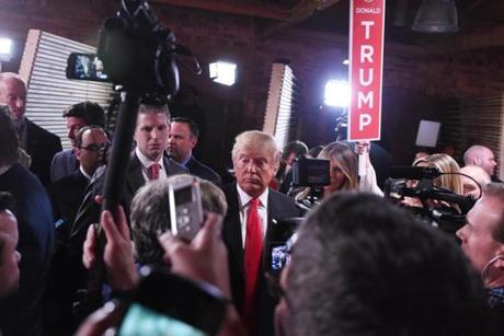 Donald Trump spoke to the media after Saturday?s debate in Greenville, S.C.
