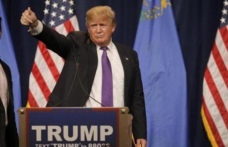 Donald Trump gave a thumbs up to the crowd after addressing supporters.
