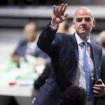 epa05182293 Swiss Gianni Infantino, Candidate for FIFA President, waves after the second vote for the Election for a new FIFA President, at the Extraordinary FIFA Congress 2016 held at the Hallenstadion in Zurich, Switzerland, 26 February 2016. The Extraordinary FIFA Congress is being held in order to vote on the proposals for amendments to the FIFA Statutes and choose the new FIFA President. EPA/ENNIO LEANZA