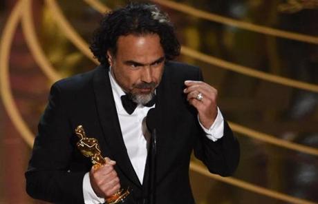 Alejandro González Iñárritu accepted his award for best director. 
