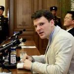 American student Otto Warmbier spoke during a press conference on Monday in Pyongyang, North Korea. 