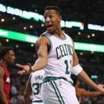 BOSTON, MA - FEBRUARY 27: Evan Turner #11 of the Boston Celtics reacts to a call during the third quarter against the Miami Heat at TD Garden on February 27, 2016 in Boston, Massachusetts. (Photo by Maddie Meyer/Getty Images)
