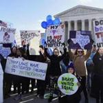 Abortion rights protesters rallied outside the Supreme Court.