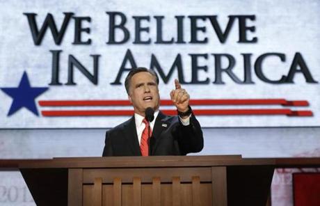 Former Mass. Governor Mitt Romney spoke at the Republican National Convention in Tampa, Fla., in 2012.
