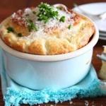 An asparagus and cheese souffle, a seemingly complex dish that is actually simple to prepare. 