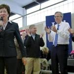 US Senator Susan Callins (left) introduced former Republican presidential candidate Jeb Bush at a campaign rally in Nashua, N.H., in February.
