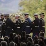 Pallbearers arrived carrying the casket of former first lady Nancy Reagan during funeral and burial services at the Ronald Reagan Presidential Library on Friday.