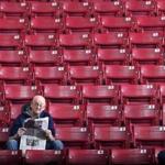 A fan read a newspaper just before the BC-Virginia Tech basketball game at Conte Forum last month. The BC men?s basketball team suffered a fifth consecutive losing season, the program?s longest slump since World War II.