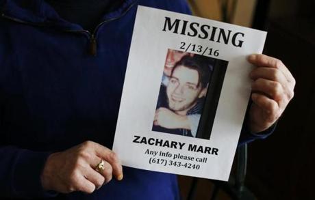 Fliers with Zachary Marr?s face were posted around Boston after he disappeared last month.
