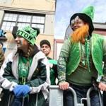 Costumed spectators watch the St. Patrick's Day Parade in South Boston on Sunday.