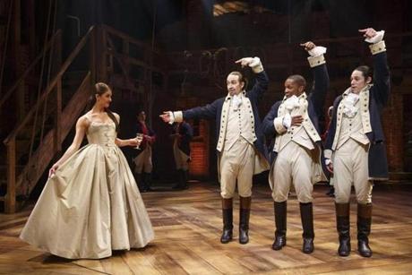 A scene from the musical ?Hamilton? with Leslie Odom Jr. (second from right) as Aaron Burr. 

