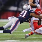AFC DIVISIONAL PLAYOFF GAME BETWEEN THE NEW ENGLAND PATRIOTS AND KANSAS CITY CHIEFS Patriots Malcolm Butler tackles Chiefs Albert Wilson in the fourth quarter Saturday, Jan. 16, 2016 at Gillette Stadium in Foxborough, MA. (John Tlumacki/Globe Staff)