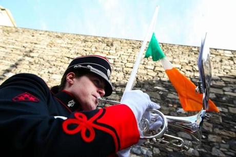  Jane Hilliard played 'The Last Post' during a wreath laying ceremony on the site where the 1916 leaders were executed at the Breakers Yard in Kilmanham Gaol.
