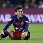 Barcelona's Lionel Messi sat on the ground during a match between Barcelona and Real Madrid on Saturday. 