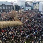 epa05244063 People gather during a protest on Austurvollur Square in front of the Icelandic Parliament in Reykjavic, Iceland, 04 April 2016, calling for the resignation of Prime Minister Sigmundur David Gunnlaugson. Gunnlaugson is one of the allegedly involved as millions of leaked documents published on 03 April 2016 suggest that 140 politicians and officials from around the globe, including 72 former and current world leaders, have connections with secret 'offshore' companies to escape tax scrutiny in their countries. The leak involves 11.5 million documents from one of the world's largest offshore law firms, Mossack Fonseca, based in Panama. The investigation dubbed 'The Panama Papers' was undertaken and headed by German newspaper Sueddeutsche Zeitung and Washington-based International Consortium of Investigative Journalists (ICIJ), with the collaboration of reporters from more than 100 media outlets in 78 countries around the world. EPA/BIRGIR POR HARDARSON ICELAND OUT