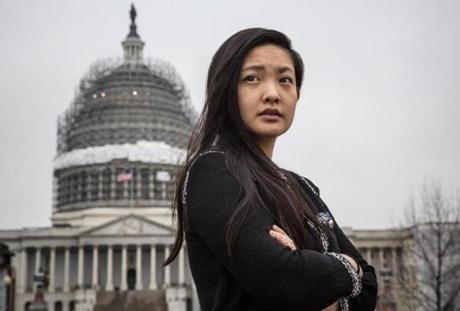 Washington, DC, MAR14: Amanda Nguyen, 24, a State Department liaison to the White House, also in training to be an astronaut, helped craft a bill that could change how the US handles sexual assaults. Nguyen became an activist because of her own struggle with the legal system that nearly destroyed her rape kit. Photo by Evelyn Hockstein
