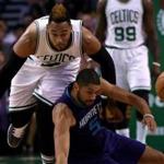 Jared Sullinger collided with Hornets guard Nicolas Batum in a battle for a loose ball during the first quarter.