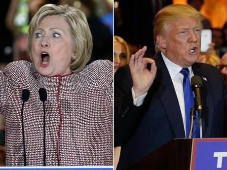 Hillary Clinton and Donald Trump addressed supporters Tuesday after their primary victories in New York.
