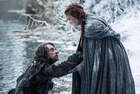 Alfie Allen and Sophie Turner in HBO?s ?Game of Thrones.?
