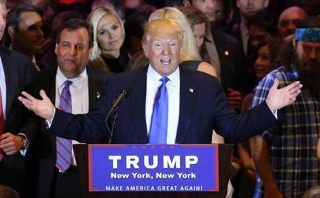 Donald Trump spoke at Trump Tower in Manhattan after sweeping the five Tuesday primaries.
