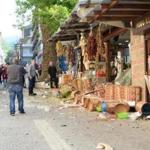 Shops and restaurants near the mosque in Bursa, Turkey, were damaged in the bombing on Wednesday.