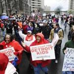 Ninety-four of Detroit?s 97 public schools were closed Monday as 1,562 teachers heeded a request by their union. 