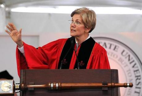 Senator Elizabeth Warren addressed graduates at Bridgewater State University on Saturday.
