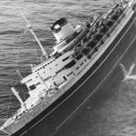 The Andrea Doria listed to starboard off Nantucket in 1956.