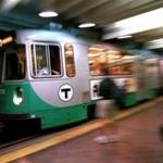A Green Line train accelerated as it left Park Street Station. 