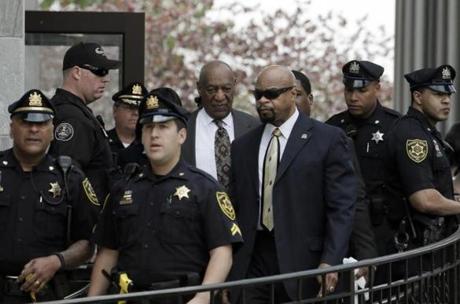 Bill Cosby (center) left the Montgomery County Courthouse in Pennsylvania Tuesday morning after a preliminary hearing in his sexual assault case. 
