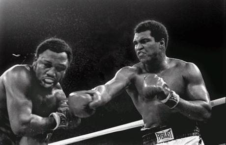 Ali and Frazier had two rematches. Ali connected with a right during the 1975 bout in Manila.
