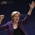 Sen. Elizabeth Warren, D-Mass. gestures to the crowd after she spoke at the American Constitution Society for Law and Policy 2016 National Convention, Thursday, June 9, 2016, in Washington. (AP Photo)