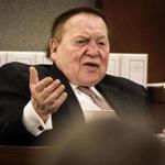 Las Vegas Sands Corp. Chairman and CEO Sheldon Adelson testifies at Clark County Justice Center on Tuesday, April 28, 2015, in Las Vegas. Steven Jacobs, former president of Sands Macau, is suing Sands China and Las Vegas Sands Corp. over a wrongful termination case. (Jeff Scheid/Las Vegas Review-Journal via AP, Pool)
