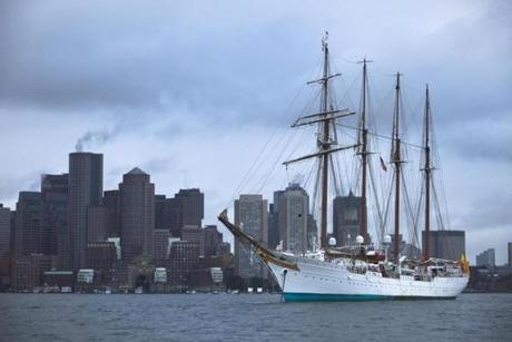 The Spanish Navy?s Juan Sebastian De Elcano in Boston Harbor in 2015. 
