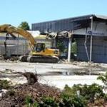 Demolition continued Tuesday at the Bayside Expo Center site.