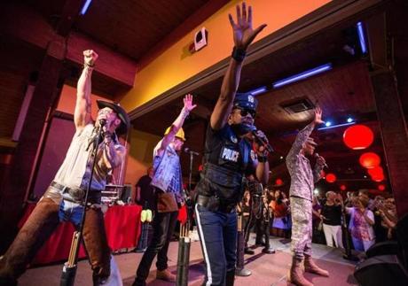 The Village People performing at Kowloon Resturant in Saugus earlier this month.
