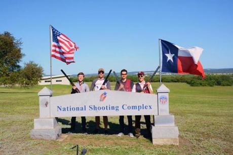 The Harvard Shooting Team at the ACUI Collegiate Clay Target Championships in San Antonio last April.
