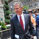 Former US senator Scott Brown left the Langham Hotel where he attended a Donald Trump event last month.