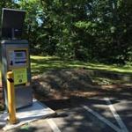 A new ?Pay and Display? kiosk was installed at the Sheepfold, a popular off-leash dog park in Stoneham. 