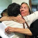 Martha Warmuth, mother of crash victim Allison Warmuth, embraced Senator Kathleen O?Connor at Thursday?s hearing.