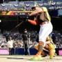 Giancarlo Stanton of the Miami Marlins competed during the Home Run Derby at Petco Park in San Diego.
