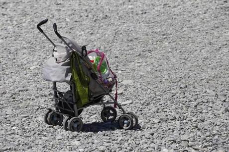 An abandonned baby stroller near the scene of the attack in Nice.
