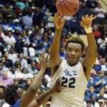 Pace Academy's Wendell Carter Jr (22) passes the bal during the Class AA boys basketball championship at the Macon Coliseum Friday, March 4, 2016 in Macon, Ga. (Kent D. Johnson/Atlanta Journal-Constitution via AP) MARIETTA DAILY OUT; GWINNETT DAILY POST OUT; LOCAL TELEVISION OUT; WXIA-TV OUT; WGCL-TV OUT; MANDATORY CREDIT