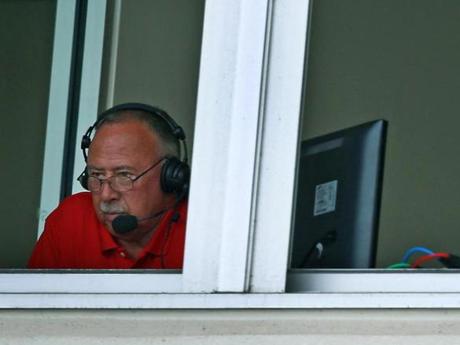 Red Sox TV analyst Jerry Remy was hit by a falling television monitor during Saturday?s game against the Twins at Fenway Park. Above: Remy during a spring-training game in Fort Myers.
