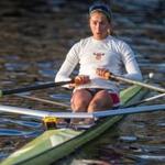 Olympic rower Gevvie Stone of Newton trained on the Charles River recently.