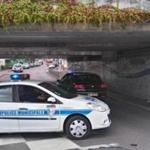 epa05441535 A municipal police vehicle blocks an underpass leaiing to the scene of a hostage taking incident in Saint Etienne du Rouvray, near Rouen, France, 26 July 2016. According to reports, two hostage takers were killed by the police after they took hostages at a church in Saint Etienne du Douvray. One of the hostages, a priest was killed by one of the perpetrators. EPA/ALICE PATALACCI