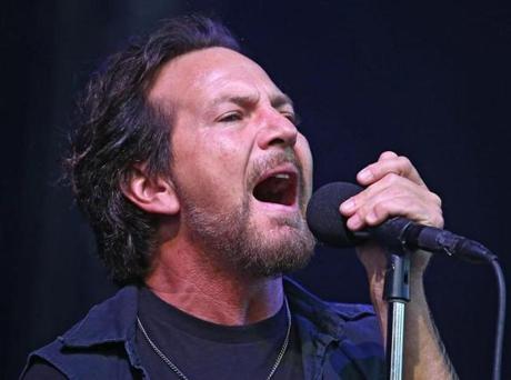 Eddie Vedder, lead singer with Pearl Jam, performed in concert with his band at Fenway Park on Friday. 
