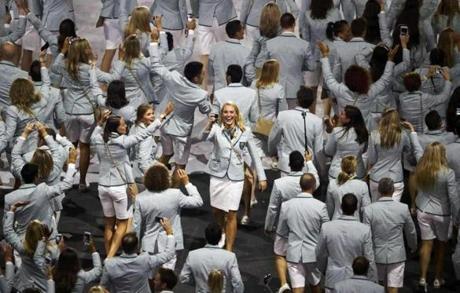 Members of the Australian team take part in the Opening Ceremony. 
