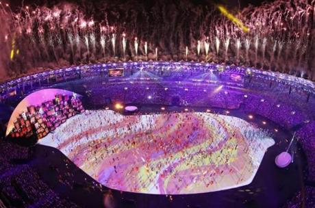Fireworks are seen over Maracana Stadium during the Opening Ceremony at the 2016 Summer Olympic.
